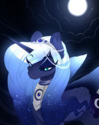 Size: 445x561 | Tagged: safe, alternate version, artist:silkensaddle, princess luna, alicorn, pony, g4, female, mare, moonlight, solo