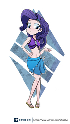 Size: 3029x5278 | Tagged: safe, artist:ohiekhe, rarity, human, equestria girls, g4, belly button, bikini, breasts, clothes, feet, female, flip-flops, human coloration, humanized, sandals, sarong, solo, swimsuit