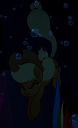 Size: 348x564 | Tagged: safe, screencap, applejack, g4, my little pony: the movie, asphyxiation, bubble, cropped, drowning, puffy cheeks, underwater