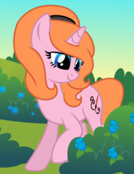 Size: 627x813 | Tagged: safe, artist:pony-paint, oc, oc only, pony, unicorn, female, flower, mare, show accurate, smiling, solo