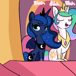 Size: 1650x1650 | Tagged: safe, artist:tjpones, princess celestia, princess luna, alicorn, pony, g4, duo, female, looking at you, mare, sitting