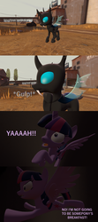 Size: 1920x4320 | Tagged: safe, anonymous artist, twilight sparkle, alicorn, changeling, pony, g4, 3d, comic, dialogue, eating, female, fetish, finding nemo, mare, micro, source filmmaker, swallowing, throat bulge, twilight sparkle (alicorn), vore, vore denied