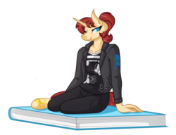 Size: 5000x3833 | Tagged: safe, artist:amazing-artsong, oc, oc only, anthro, anthro oc, book, clothes, female, mare, simple background, solo, transparent background