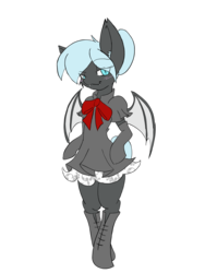 Size: 3024x4032 | Tagged: safe, artist:steelsoul, oc, oc only, oc:nightlilly, bat pony, semi-anthro, bat pony oc, bipedal, clothes, simple background, solo, transparent background
