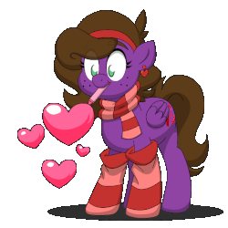 Size: 600x600 | Tagged: safe, artist:mixermike622, oc, oc only, oc:befish, pony, animated, clothes, commission, cute, heart, scarf, simple background, socks, solo, striped socks, transparent background