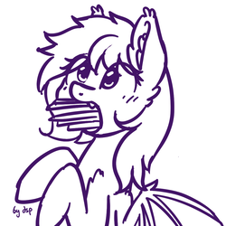 Size: 1024x1024 | Tagged: safe, artist:dsp2003, oc, oc:panne, bat pony, pony, bat pony oc, blushing, ear fluff, female, food, french fries, gentlemen, mare, parody, simple background, sketch, that pony sure does love fries, white background
