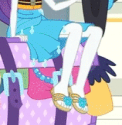 Size: 758x776 | Tagged: safe, screencap, rarity, equestria girls, equestria girls series, g4, the salty sails, animated, clothes, cropped, crossed legs, cute, dress, feet, female, flip-flops, foot focus, gif, legs, needs more jpeg, pictures of legs, rarity's blue sarong, sandals, sarong, sitting, skirt, solo, swimsuit