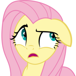 Size: 3344x3375 | Tagged: safe, artist:sketchmcreations, fluttershy, pony, fake it 'til you make it, g4, floppy ears, high res, open mouth, raised eyebrow, simple background, solo, transparent background, unsure, vector