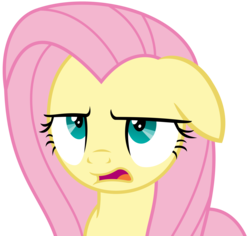 Size: 3578x3375 | Tagged: safe, artist:sketchmcreations, fluttershy, pony, fake it 'til you make it, g4, female, floppy ears, fluttershy is not amused, high res, open mouth, simple background, solo, transparent background, unamused, vector