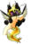 Size: 1188x1769 | Tagged: artist needed, source needed, safe, oc, oc only, oc:armord tempest, changeling, electric changeling, munching, simple background, solo, tiny, transparent background, yellow changeling
