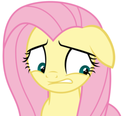 Size: 3525x3328 | Tagged: safe, artist:sketchmcreations, fluttershy, pony, fake it 'til you make it, g4, floppy ears, gritted teeth, high res, looking away, simple background, transparent background, uncertain, vector