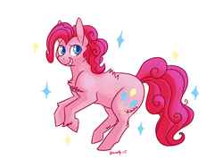 Size: 1600x1200 | Tagged: safe, artist:animalstamp, pinkie pie, earth pony, pony, g4, abstract background, chest fluff, cutie mark, female, grin, looking at you, mare, smiling, solo