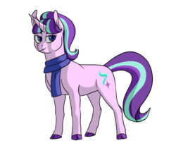 Size: 500x420 | Tagged: safe, artist:animalstamp, starlight glimmer, pony, unicorn, g4, clothes, cloven hooves, cutie mark, female, mare, scarf, simple background, solo, transparent background