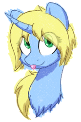 Size: 455x686 | Tagged: safe, artist:mynder, oc, oc:art's desire, pony, unicorn, bust, female, happy, mare, tongue out