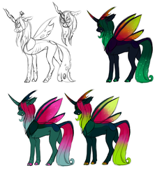 Size: 3575x3850 | Tagged: safe, artist:animalstamp, queen chrysalis, changedling, changeling, g4, alternate design, fangs, female, high res, purified chrysalis, reformed, simple background, solo, spread wings, white background, wings