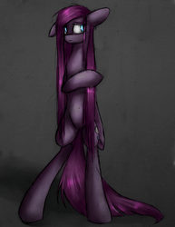 Size: 1769x2289 | Tagged: safe, artist:iceminth, pinkie pie, earth pony, pony, g4, abstract background, bipedal, dark, female, mare, pinkamena diane pie, solo