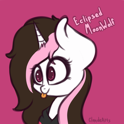 Size: 2000x2000 | Tagged: safe, artist:claudearts, oc, oc only, oc:eclipsed moonwolf, pony, unicorn, :p, cute, high res, silly, solo, tongue out