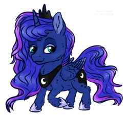 Size: 480x439 | Tagged: safe, artist:haretrinity, princess luna, alicorn, pony, g4, chest fluff, female, fluffy, horn, looking at you, mare, simple background, solo, transparent background, wings