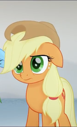 Size: 331x540 | Tagged: safe, screencap, applejack, earth pony, pony, g4, my little pony: the movie, cowboy hat, cropped, female, hat, reaction image, solo