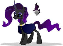 Size: 1024x746 | Tagged: safe, artist:mlp-trailgrazer, oc, oc only, oc:night jewel, pony, unicorn, black sclera, cloak, clothes, female, mare, offspring, parent:king sombra, parent:rarity, parents:sombrarity, simple background, solo, transparent background