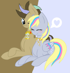 Size: 1984x2096 | Tagged: safe, artist:fluttershy918, derpy hooves, doctor whooves, time turner, g4, alternate universe, base used, female, male, prone, rainbow power, rainbow power-ified, ship:doctorderpy, shipping, straight
