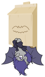 Size: 995x1686 | Tagged: safe, artist:egophiliac, oc, oc only, oc:dusk rhine, bat pony, pony, bat box, cute, glasses, male, simple background, solo, transparent background, upside down