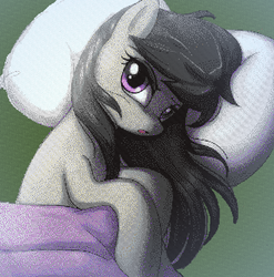 Size: 833x843 | Tagged: safe, artist:askaniz, artist:johnjoseco, octavia melody, earth pony, pony, g4, cover, crossover, female, minecraft, minecraft pixel art, morning ponies, pillow, pixel art, solo