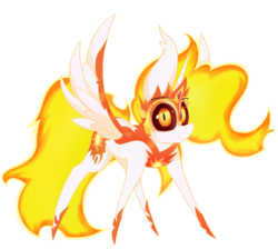 Size: 3014x2700 | Tagged: safe, alternate version, artist:dragonpone, derpibooru exclusive, daybreaker, alicorn, pony, villains of equestria collab, adoracreepy, creepy, creepy smile, cute, diabreaker, ear fluff, female, helmet, jewelry, looking at you, mane of fire, mare, nose wrinkle, regalia, shrunken pupils, simple background, smiling, solo, spread wings, transparent background, wide eyes, wings