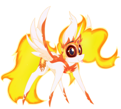 Size: 3014x2700 | Tagged: safe, alternate version, artist:dragonpone, derpibooru exclusive, daybreaker, alicorn, pony, :p, diabreaker, dilated pupils, ear fluff, female, helmet, high res, jewelry, looking at you, mane of fire, mare, nose wrinkle, regalia, shrunken pupils, silly, simple background, smiling, solo, spread wings, tongue out, transparent background, wings