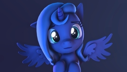 Size: 3840x2160 | Tagged: safe, artist:flushthebatsanta, princess luna, alicorn, pony, g4, 3d, cute, female, filly, high res, looking at you, lunabetes, source filmmaker, woona, younger