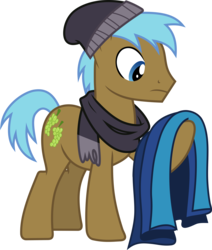 Size: 3031x3569 | Tagged: safe, artist:frownfactory, neigh sayer, earth pony, pony, fake it 'til you make it, g4, .svg available, background pony, beanie, clothes, hat, headwear, high res, male, scarf, simple background, solo, stallion, svg, transparent background, vector