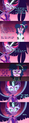 Size: 700x2943 | Tagged: dead source, safe, artist:wubcakeva, sci-twi, twilight sparkle, comic:twilight's lab, equestria girls, g4, clothes, comic, imminent laughing, midnight sparkle, self paradox
