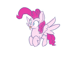 Size: 1500x1200 | Tagged: safe, artist:heir-of-rick, pinkie pie, pegasus, pony, g4, :p, female, mare, pegasus pinkie pie, ponk, race swap, silly, simple background, solo, tongue out, white background, wings