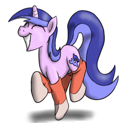 Size: 1000x1000 | Tagged: safe, artist:timsplosion, sea swirl, seafoam, pony, unicorn, g4, background pony, clothes, commission, cute, eyes closed, female, mare, simple background, smiling, socks, solo, transparent background, trotting, trotting in place
