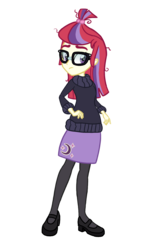 Size: 978x1514 | Tagged: safe, artist:flipwix, moondancer, equestria girls, g4, clothes, digital art, equestria girls-ified, female, glasses, mary janes, pantyhose, shoes, simple background, skirt, solo, sweater, transparent background