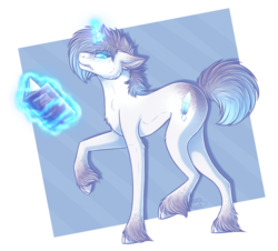 Size: 1092x986 | Tagged: safe, artist:nerakie, oc, oc only, oc:ice feather, pony, unicorn, abstract background, angry, book, cloven hooves, cutie mark, female, glowing eyes, glowing horn, horn, looking at you, magic, mare, simple background, solo, telekinesis, transparent background, unshorn fetlocks