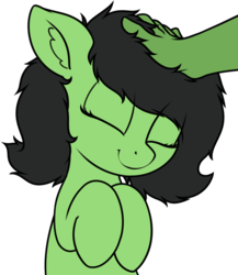 Size: 1812x2091 | Tagged: safe, artist:smoldix, oc, oc:anon, oc:filly anon, earth pony, pony, adorable face, adoranon, cute, disembodied hand, ear fluff, eyes closed, female, filly, foal, hand, head pat, hooves to the chest, pat, simple background, smiling, solo focus, transparent background