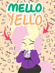 Size: 600x800 | Tagged: safe, artist:dragonpone, derpibooru exclusive, fluttershy, pegasus, pony, g4, '90s, blush sticker, blushing, cd, clothes, cute, eyes closed, female, hoodie, mare, mello yello, nsync, skirt, smiling, solo
