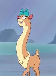 Size: 953x1280 | Tagged: safe, artist:astr0zone, velvet (tfh), deer, reindeer, them's fightin' herds, community related, female, fluffy, impossibly long neck, long neck, necc, smug, solo, tall