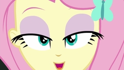 Size: 1280x720 | Tagged: safe, screencap, fluttershy, equestria girls, g4, my little pony equestria girls: better together, close-up, female, lidded eyes, out of context, solo