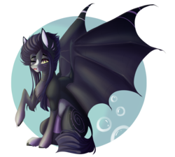 Size: 5000x4500 | Tagged: safe, artist:crazllana, oc, oc only, oc:kama, bat pony, pony, absurd resolution, female, mare, one eye closed, simple background, sitting, solo, tongue out, transparent background, wink