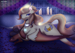 Size: 1400x1004 | Tagged: safe, artist:sexy wolfie, oc, oc only, oc:radiant aid, pegasus, pony, candle, female, jewelry, mare, necklace, solo