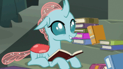 Size: 960x540 | Tagged: safe, screencap, ocellus, changedling, changeling, g4, school daze, animated, book, bookworm, castle of the royal pony sisters, cute, diaocelles, female, gif, reading, solo, sweet dreams fuel, talking