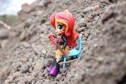 Size: 6000x4000 | Tagged: safe, artist:artofmagicpoland, sunset shimmer, equestria girls, g4, chair, doll, equestria girls minis, eqventures of the minis, female, guitar, irl, photo, rocker, solo, toy