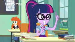 Size: 640x360 | Tagged: safe, screencap, blueberry cake, captain planet, rainbow dash, sci-twi, twilight sparkle, equestria girls, equestria girls series, g4, the last day of school, animated, breaking the fourth wall, fourth wall, geode of super speed, geode of telekinesis, gif, magical geodes