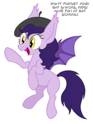 Size: 624x832 | Tagged: safe, artist:dosey--doe, oc, oc only, bat pony, pony, beret, hat, motherly, simple background, solo, transparent background