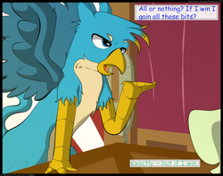 Size: 2350x1850 | Tagged: safe, artist:flash_draw, gallus, sandbar, griffon, comic:boring days, g4, bits, comic, frustrated, gay, loser, male, poker, ship:gallbar, shipping