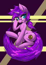 Size: 2893x4092 | Tagged: safe, artist:mirapony, oc, oc only, oc:silk road, pony, cute, cute little fangs, fangs, glasses, looking at you, solo