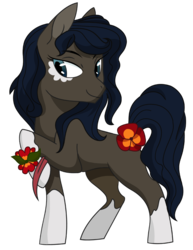 Size: 778x1007 | Tagged: safe, artist:dbkit, oc, earth pony, pony, coat markings, female, flower, gift art, mare, simple background, socks (coat markings), solo, transparent background