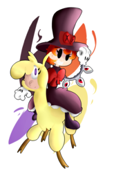 Size: 1980x2998 | Tagged: safe, artist:dairosa, artist:narmet, paprika (tfh), alpaca, them's fightin' herds, collaboration, community related, hat, menace, peacock (skullgirls), simple background, skullgirls, top hat, transparent background